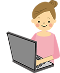 女性がPCから情報を送信